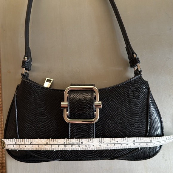 Black Faux Snake Skin Shoulder Bag - Picture 13 of 16